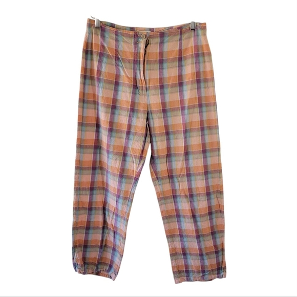 Billabong The Salty Blonde Break Point Pants Sz 30 Orange Gingham Resortwear - Picture 3 of 12